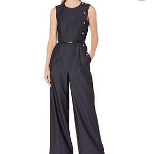 Calvin Klein Women's Sleeveless Jumpsuit Button